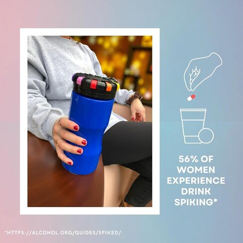 Classic - 32oz Reusable Locking Bottle Patented Anti-Drink Spiking Technology, Drink Spiking Prevention (Blue, 32 oz) in Saudi Arabia