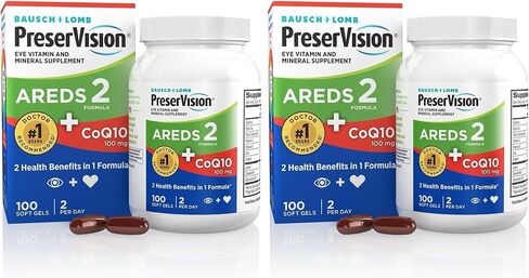 PreserVision AREDS 2 فيتامينات للعين مع CoQ10 لصحة القلب، اللوتين، الزياكسانثين، فيتامين C وE، الزنك، النحاس، 100 كبسولة هلامية in Kuwait