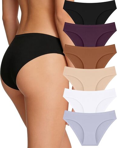 FINETOO 6 Pack Women’s Seamless Hipster Underwear No Show Panties Invisibles Briefs Soft Stretch Bikini Underwears (XS) in Kuwait