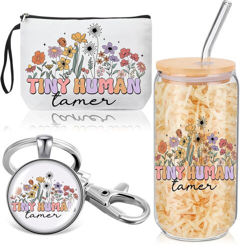Kacctyen Social Worker Gift for Women, Social Work Month Gifts Appreciation Makeup Bag with Keychain 17 oz Glass Thank You Cup with Lid and Straw Set in Kuwait