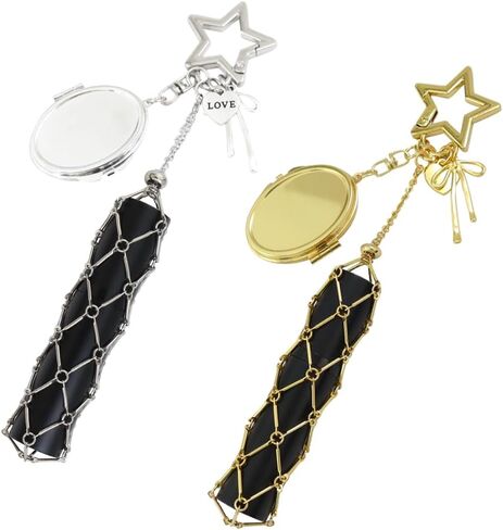 Lipstick Holder Keychain Chic Lip Gloss Holder with Mirror Lipstick Holders for Purse Bag Keychains Accessories in Kuwait