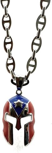 Papiichulo المتقشف بورتوريكو خوذة قلادة قلادة مع سلسلة ربط 24 بوصة، احتفالا بفخر بوريكوا. in Kuwait