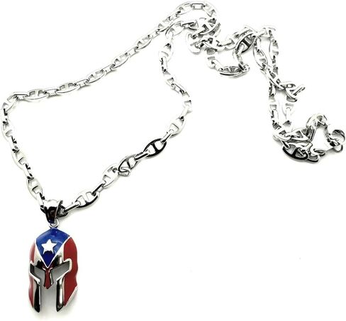 Papiichulo المتقشف بورتوريكو خوذة قلادة قلادة مع سلسلة ربط 24 بوصة، احتفالا بفخر بوريكوا. in Kuwait