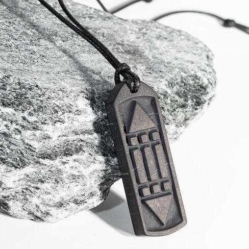 Atlantis Symbol Pendant – Double-Sided Shungite Amulet for Energy Protection, Meditation & Spiritual Healing Jewelry in Kuwait