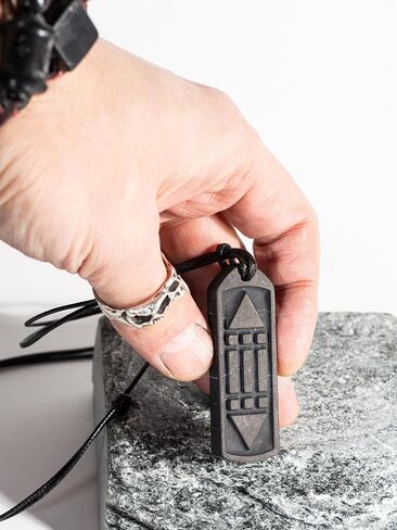 Atlantis Symbol Pendant – Double-Sided Shungite Amulet for Energy Protection, Meditation & Spiritual Healing Jewelry in Kuwait