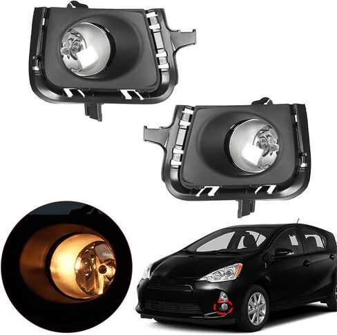 Silscvtt 2Pcs Fog Lights Assembly Replacement for 2012 2013 2014 Prius C Clear Lens W/Wiring Harness and Switch Left+Right Side in Saudi Arabia