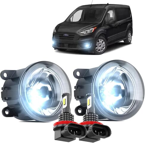 مجموعة مصابيح الضباب مناسبة لسيارة Ford Transit Connect 2011-2023 مع لمبات 6500K أبيض بارد 400% فائق السطوع، استبدال مجموعة مصابيح الضباب 3152033NAC، التوصيل والتشغيل، حزمة من 2 in Kuwait