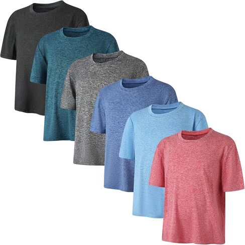 6 Pack Boys Kids T Shirts Quick Dry Short Sleeve Moisture Wicking Tee Shirts Athletic Tops Clothes in Kuwait