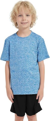 6 Pack Boys Kids T Shirts Quick Dry Short Sleeve Moisture Wicking Tee Shirts Athletic Tops Clothes in Kuwait