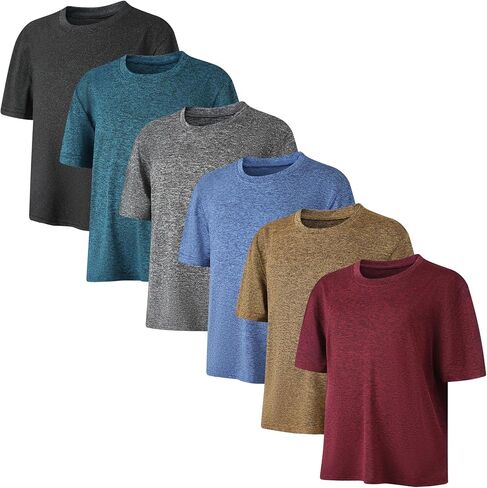 6 Pack Boys Kids T Shirts Quick Dry Short Sleeve Moisture Wicking Tee Shirts Athletic Tops Clothes in Kuwait