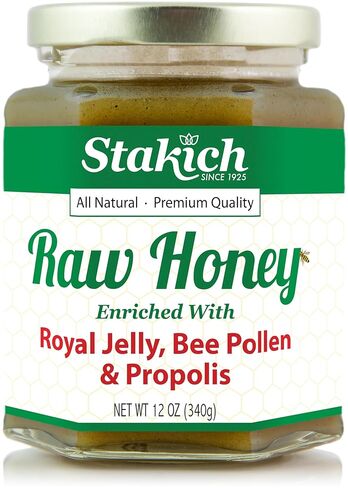 Stakich Royal Jelly, Bee Pollen, Propolis Raw Honey - Pure, Unprocessed, Unheated - 40 Ounce in Kuwait