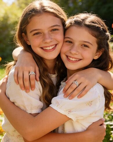 قطعتان من حلقات الأخت الكبيرة والصغيرة للأخوات، حلقات فضية متشابكة مكونة من دائرتين للأخوات الكبيرة والصغيرة، حلقة متصلة إلى الأبد قابلة للتعديل، هدايا عيد الميلاد لها in Kuwait