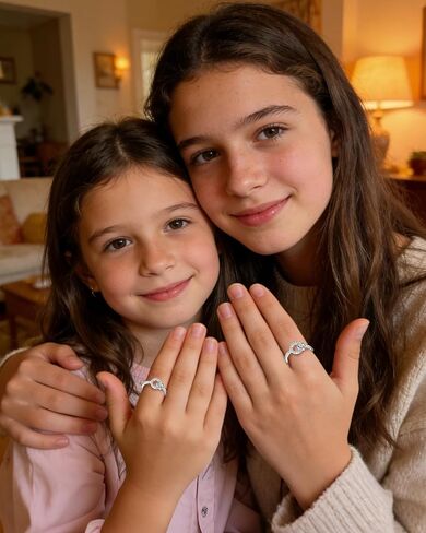 قطعتان من حلقات الأخت الكبيرة والصغيرة للأخوات، حلقات فضية متشابكة مكونة من دائرتين للأخوات الكبيرة والصغيرة، حلقة متصلة إلى الأبد قابلة للتعديل، هدايا عيد الميلاد لها in Kuwait