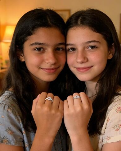 قطعتان من حلقات الأخت الكبيرة والصغيرة للأخوات، حلقات فضية متشابكة مكونة من دائرتين للأخوات الكبيرة والصغيرة، حلقة متصلة إلى الأبد قابلة للتعديل، هدايا عيد الميلاد لها in Kuwait