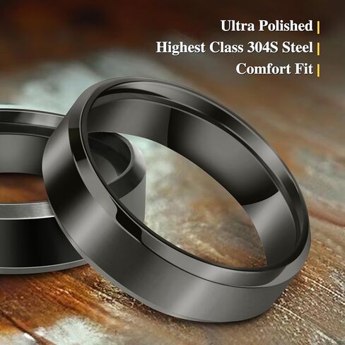 خاتم من الفولاذ المقاوم للصدأ للرجال والنساء، خاتم زفاف، حلقات مسطحة أساسية، حلقات مصقولة غير لامعة in Kuwait