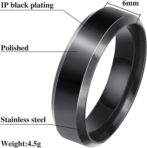 خاتم من الفولاذ المقاوم للصدأ للرجال والنساء، خاتم زفاف، حلقات مسطحة أساسية، حلقات مصقولة غير لامعة in Kuwait