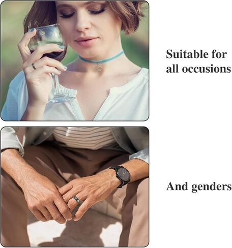 خاتم من الفولاذ المقاوم للصدأ للرجال والنساء، خاتم زفاف، حلقات مسطحة أساسية، حلقات مصقولة غير لامعة in Kuwait