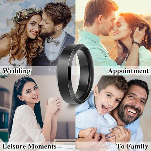 خاتم من الفولاذ المقاوم للصدأ للرجال والنساء، خاتم زفاف، حلقات مسطحة أساسية، حلقات مصقولة غير لامعة in Kuwait