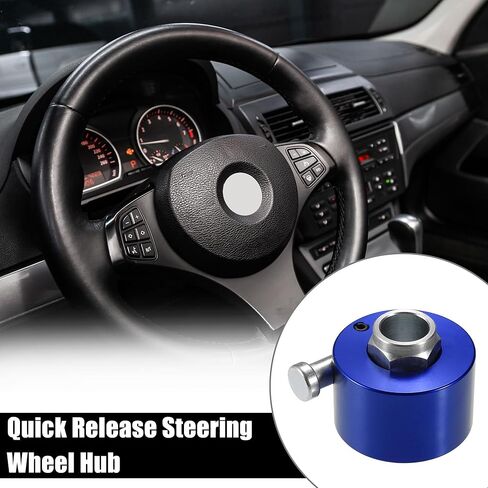X AUTOHAUX Aluminum Alloy Steering Wheel Quick Release Disconnect 3 Holes Hub 0.27" Bore Blue in Saudi Arabia