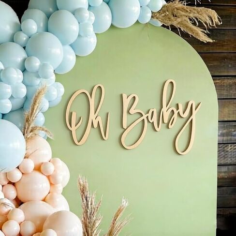 لافتة أوه بيبي، زينة خشبية للحفلات لحفلة استقبال المولود الجديد، الكشف عن الجنس، عيد الميلاد، خلفية للصور in Kuwait