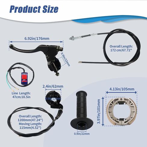 Mini Bike Throttle Assembly and Mini Bike Drum Brake Lever Replacement for CT200U CT200U-EX BT200X Baja Warrior Massimo MB200 Predator 200cc 196cc 6.5hp Parts 7/8 22mm Handlebar Grips（Black） in Kuwait