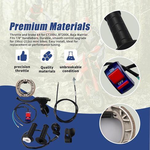 Mini Bike Throttle Assembly and Mini Bike Drum Brake Lever Replacement for CT200U CT200U-EX BT200X Baja Warrior Massimo MB200 Predator 200cc 196cc 6.5hp Parts 7/8 22mm Handlebar Grips（Black） in Kuwait