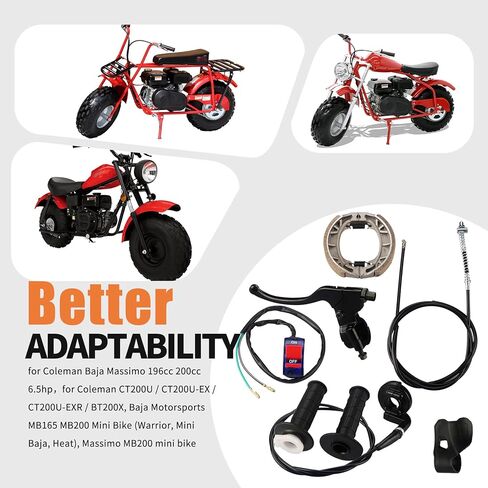 Mini Bike Throttle Assembly and Mini Bike Drum Brake Lever Replacement for CT200U CT200U-EX BT200X Baja Warrior Massimo MB200 Predator 200cc 196cc 6.5hp Parts 7/8 22mm Handlebar Grips（Black） in Kuwait