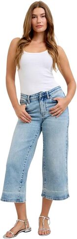 Judy Blue Womens Mid Rise Wide Crop Leg Jeans in Saudi Arabia