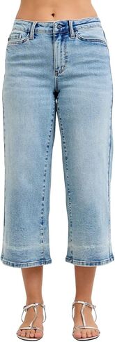 Judy Blue Womens Mid Rise Wide Crop Leg Jeans in Saudi Arabia
