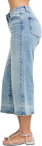 Judy Blue Womens Mid Rise Wide Crop Leg Jeans in Saudi Arabia
