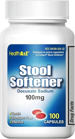 HealthA2Z® Stool Softener, Docusate Sodium 100mg, Compare to Colace® Stool Softener Active Ingredient, 100 Capsules… in Kuwait