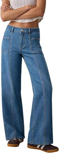 Women's High Waisted Wide Leg Jeans Strechy Straight Leg Baggy Denim Pants Trendy 2026 in Kuwait