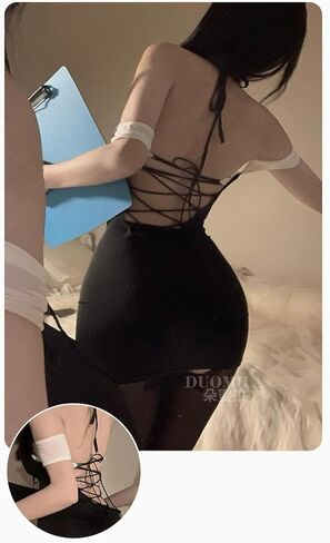 فستان لانجري نسائي شفاف بدون ظهر من GK-O - رقبة رسن قطعة واحدة Bodycon Mini، زي سكرتير ستايل in Saudi Arabia