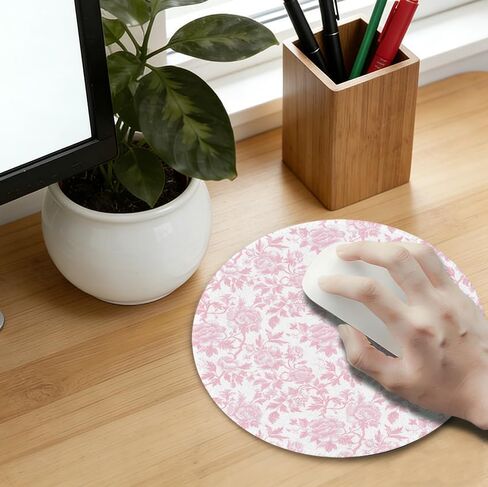 Pink Chinoiserie Mouse Pad,Vintage Pink and White Floral Desk Mat,Vintage Flowers Preppy Girly Mouse Pad for Dorm Home Office Decor,7.9x7.9 Inch in Saudi Arabia