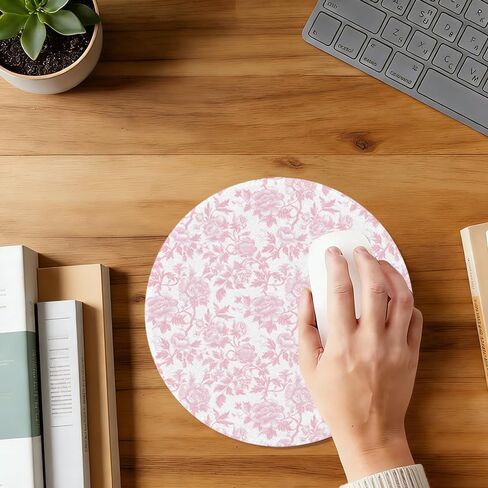 Pink Chinoiserie Mouse Pad,Vintage Pink and White Floral Desk Mat,Vintage Flowers Preppy Girly Mouse Pad for Dorm Home Office Decor,7.9x7.9 Inch in Saudi Arabia