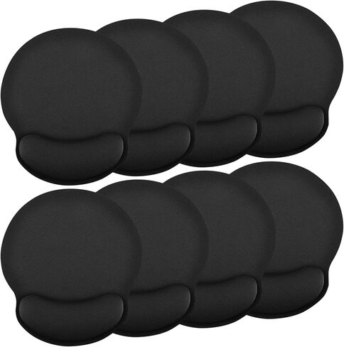 8 Pack Black Ergonomic Mouse Pad with Wrist Rest Support, Round Gaming Mousepad with Smooth Surface & Non-Slip Rubber Base for Computer, Laptop, Office, Comfortable Memory Foam for Wrist Cushion in Saudi Arabia