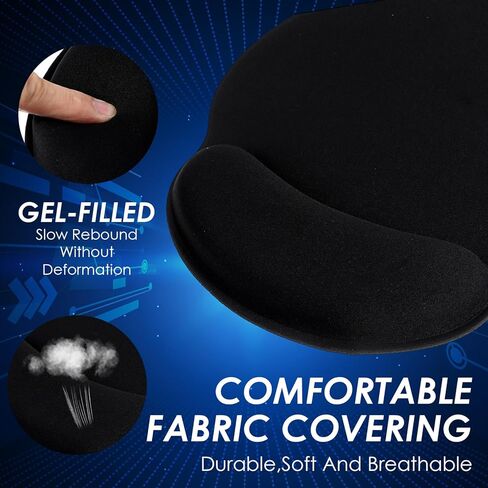 8 Pack Black Ergonomic Mouse Pad with Wrist Rest Support, Round Gaming Mousepad with Smooth Surface & Non-Slip Rubber Base for Computer, Laptop, Office, Comfortable Memory Foam for Wrist Cushion in Saudi Arabia