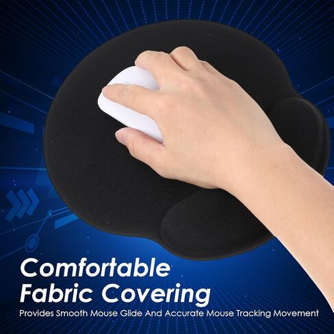 8 Pack Black Ergonomic Mouse Pad with Wrist Rest Support, Round Gaming Mousepad with Smooth Surface & Non-Slip Rubber Base for Computer, Laptop, Office, Comfortable Memory Foam for Wrist Cushion in Saudi Arabia