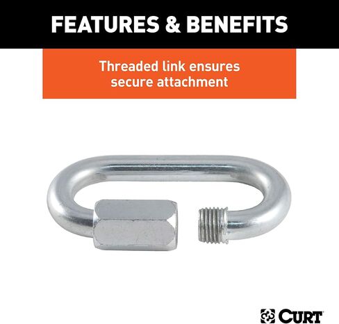 CURT 82611 Threaded Quick Link Trailer Safety Chain Hook Carabiner Clip, 1/4-Inch Diameter, 4,400 lbs Break Strength in Kuwait