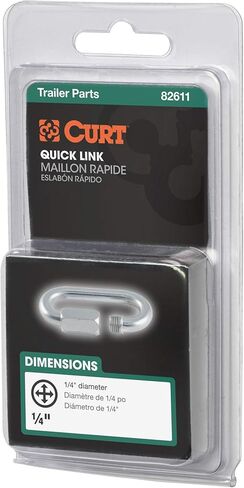 CURT 82611 Threaded Quick Link Trailer Safety Chain Hook Carabiner Clip, 1/4-Inch Diameter, 4,400 lbs Break Strength in Kuwait