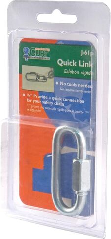 CURT 82611 Threaded Quick Link Trailer Safety Chain Hook Carabiner Clip, 1/4-Inch Diameter, 4,400 lbs Break Strength in Kuwait