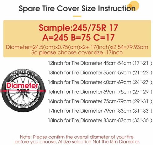 Delerain Spare Tire Cover with Backup Camera Hole Social Anxiety Wheel Covers Waterproof Dust-Proof UV Sun Universal Fit for Trailer RV SUV Truck (17 Inch for Diameter 31"-33") in Kuwait
