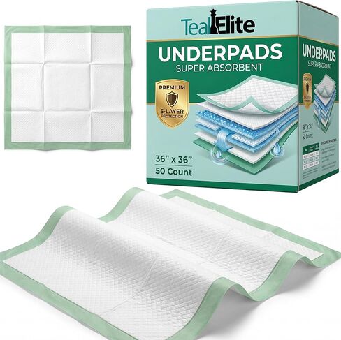 Super Absorbent Disposable Bed Pads, 36 x 36 in [50 Count] - Extra Large Leakproof Incontinence Chucks & Puppy Pad - Great for Adult, Babies, and Pets in Kuwait