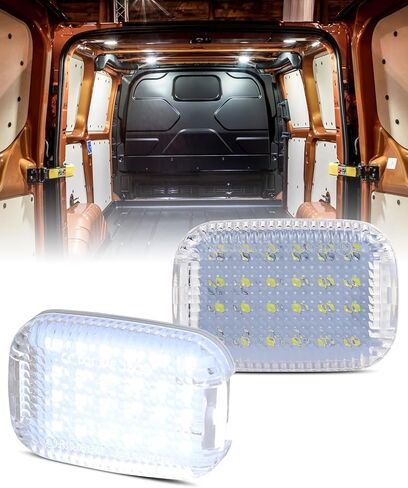 White LED Interior Cabin Courtesy Cargo Load Space Area Dome Light For 2014-2024 Ford Transit 150 250 350 350 HD Van Transit Connect, clear lens Trunk Luggage Compartment Lights, pack of 2 in Kuwait