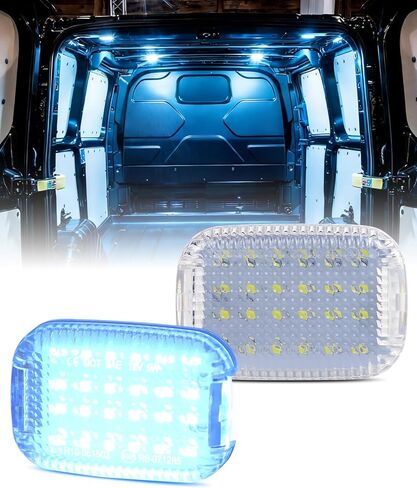 مصباح LED داخلي أبيض للمقصورة الداخلية لمساحة تحميل البضائع لسيارة 2014-2024 Ford Transit 150 250 350 350 HD Van Transit Connect، عدسات شفافة لأضواء مقصورة الأمتعة، حزمة من 2 in Kuwait
