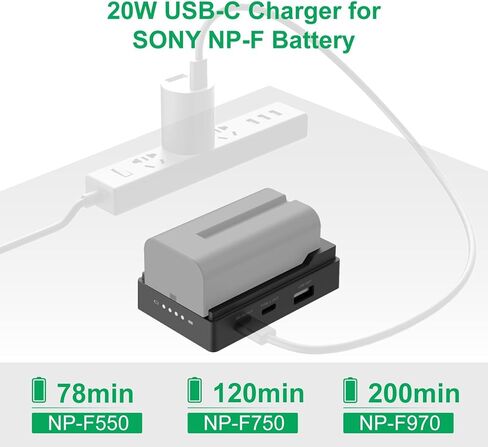 Accsoon Toprig BC08 BP-A شاحن بطارية لوحة تصاعد لبطاريات Canon BP-A ، مع USB-A USB-C D-TAP ، منافذ PD Out ، PD In in Kuwait