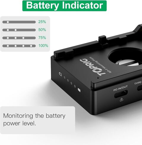 Accsoon Toprig BC08 BP-A شاحن بطارية لوحة تصاعد لبطاريات Canon BP-A ، مع USB-A USB-C D-TAP ، منافذ PD Out ، PD In in Kuwait