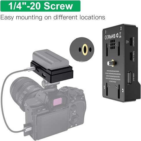 Accsoon Toprig BC08 BP-A شاحن بطارية لوحة تصاعد لبطاريات Canon BP-A ، مع USB-A USB-C D-TAP ، منافذ PD Out ، PD In in Kuwait