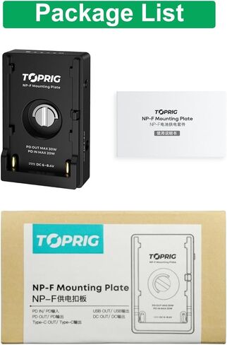 Accsoon Toprig BC08 BP-A شاحن بطارية لوحة تصاعد لبطاريات Canon BP-A ، مع USB-A USB-C D-TAP ، منافذ PD Out ، PD In in Kuwait