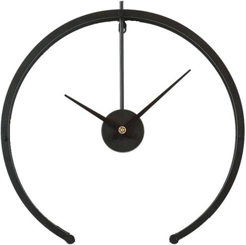 ساعة حديقة مقاومة للطقس في الهواء الطلق ساعة حائط حديدية خارجية نصف دائرة للاستخدام الخارجي شمالي إبداعي خفيف الوزن فاخر مناسب بشكل جميل لتزيين الجدران - أسود in Kuwait